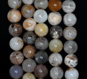 6MM BAMBOO AGATE GEMSTONE BROWN GREY ROUND LOOSE BEADS 15/"