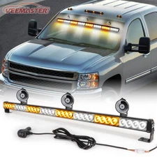 LED Emergency Strobe Light Bar Windshield Warning Traffic Advisor-Amber White