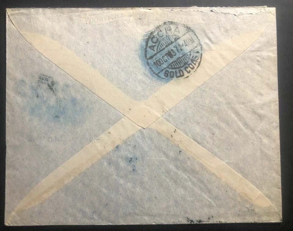 1937 Lagos Nigeria Primera cubierta de vuelo de apertura FFC a Accra Gold Coast Foto 3 de 3