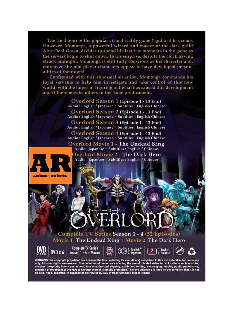 ANIME DVD~ENGLISH DUBBED~Overlord Season 1-4(1-52End+2 Movie)All region+GIFT