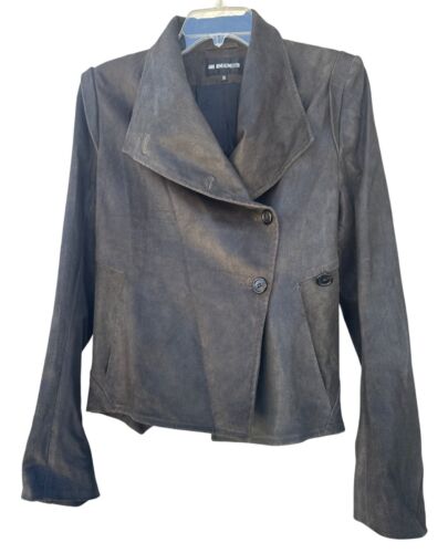 Ann Demuelemeester Womens Asymmetrical light Black Leather Jacket Size Small