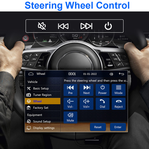 Touch Screen Car Stereo Radio Bluetooth Apple Carplay Android Auto Double 2Din - Foto 9 di 12