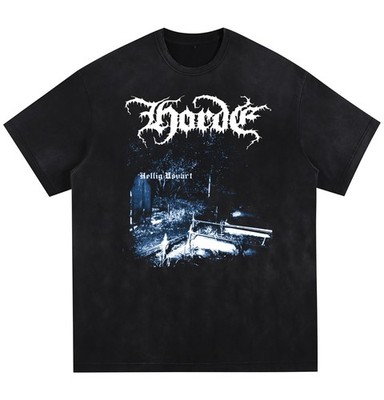 [ACID WASHED FRAYED] Horde Hellig Usvart Australian Black Metal Band Music T-Shi