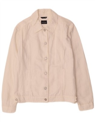 TRUSSARDI JEANS Womens Bomber Jacket IT 44 Medium Off White Cotton CJ07