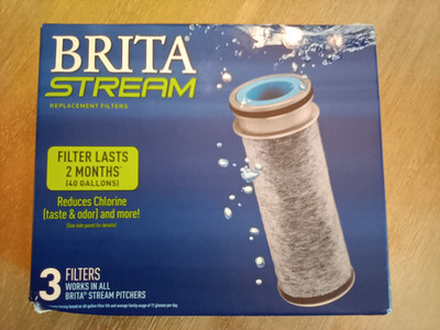 Brita Stream Carbon Replacement Filter Cartridges 3-Pack, Removes Chlorine