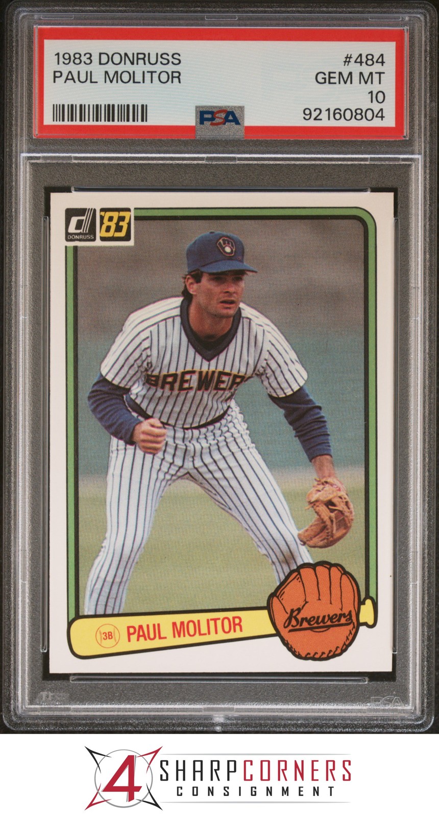 1983 DONRUSS #484 PAUL MOLITOR BREWERS HOF PSA 10