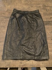 Sz 8 Vintage Robinson's Black Leather Pencil Skirt