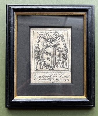Antiker heraldischer Wappenstich Jean Geoffroy Ratgeber König 1700