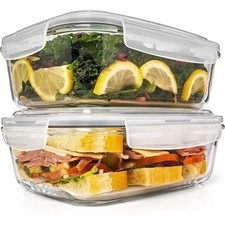 Glass Food Storage Containers Set - 6.5 Cups 4 Pieces Airtight BPA Free