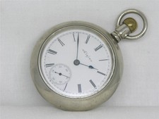 ANTIQUE 18S ELGIN GRADE 294 "TURNIP" POCKETWATCH, 57MM SILVEROID CASE, SERVICED