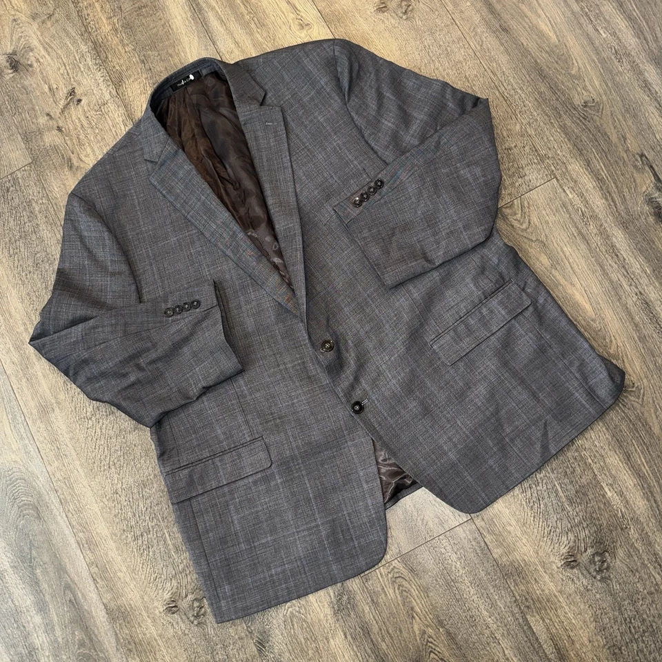 VTG Calvin Klein Men's Blazer Wool Plaid Blue Striped Sport Coat Jacket 52R - Image 4 of 4