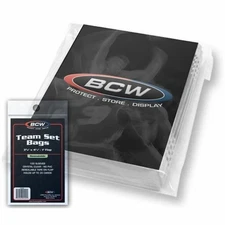 (100-Pack) BCW Resealable Team Set Bags (1 Pack)  (3 3/8" x 5") Trading Cards