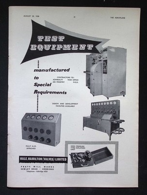 Original 1958 Werbung Hale Hamilton Ventile Prüfgerät Sonderanforderungen