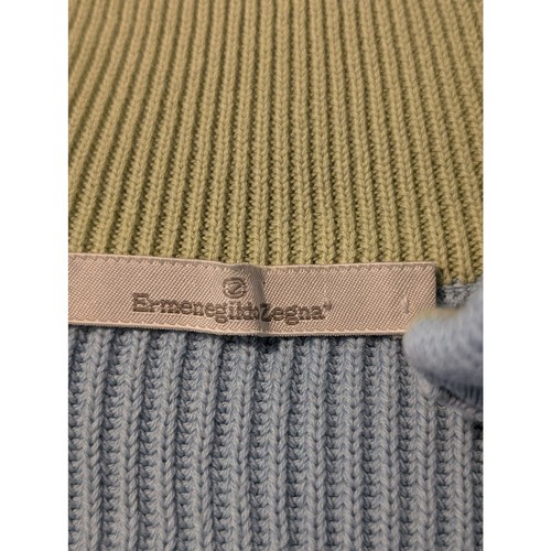 Maglione Ermenegildo Zegna 100% Cotone Made in Italy Blu Quarto Zip Uomo L - Foto 3 di 10