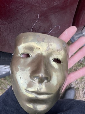 Hand Made Metal Mask No Model Gold Tone. 8x10 Size. Unique Decorative Piece. 