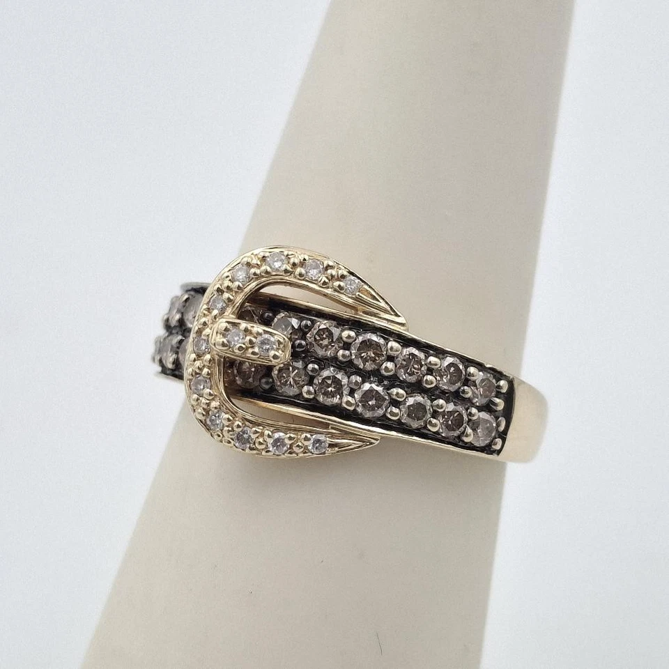 LeVian 14K Oro Amarillo Miel 3/4ctw Chocolate Diamante Cinturón Hebilla Ri (CP1018214) Foto 4 de 4