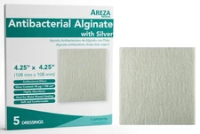 Areza Silver Calcium Alginate Antibacterial Wound Dressing Pads – Sterile, No...