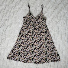 No Boundaries Womens Mini Dress Small Black Floral Baby Doll Y2K Boho Cottage
