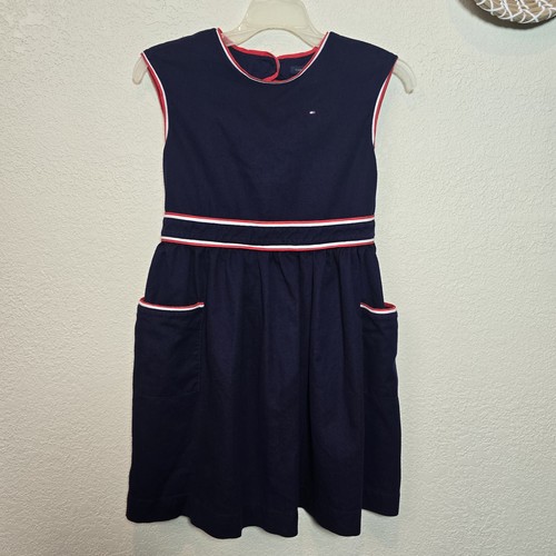 Vintage Tommy Hilfiger Girls’ Dress Size 10 Navy Casual Style with Pockets - Picture 1 of 14