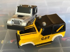 2 PCS TYCO CJ-7 RENEGADE LIGHTED WIDE SLOT CAR BODY SILVER YELLOW NO CHASSIS INC