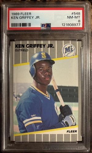 1989 FLEER KEN GRIFFEY JR. #548 PSA 8 NM-MT (Rookie card) Seattle Mariners