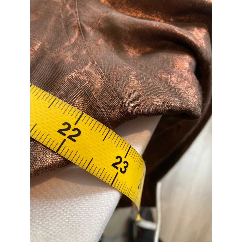 Chico's Womens Bronze Metallic Paisley Jacket Sz 3 XL Silk Linen Blend Dressy - Image 4 of 4