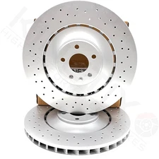 FOR AUDI S7 FRONT CROSS DRILLED HIGH CARBON COATED BRAKE DISCS PAIR 400mm