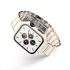 For Apple Watch Ultra2 9 Band Glossy Ceramics Protector PC Case Stainless Steel