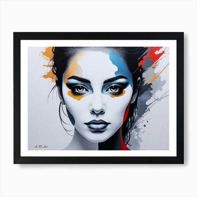 Color Splash Maske Mädchen Gesicht Portrai gerahmt Wandbild Poster Leinwanddruck Bild