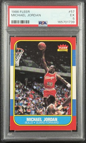 MICHAEL JORDAN PSA 5 1986-87 FLEER #57 ROOKIE CARD RC BULLS NEWLY GRADED!