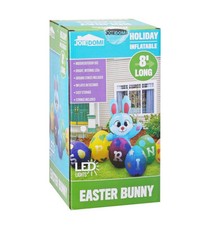 8ft. Long Multi-Colored Nylon Spring Easter Bunny LED Lights Yard Decoration