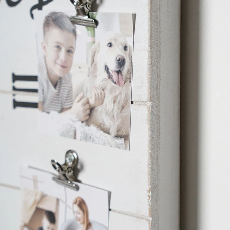 Tablón de madera blanco foto collage marco reloj 12 fotos recuerdos familiares decoración nuevo Foto 4 de 4