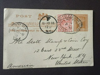 1893 Victoria Australia Uprated 1p Postal Card Rare Oval Hamilton Telegraph CDS