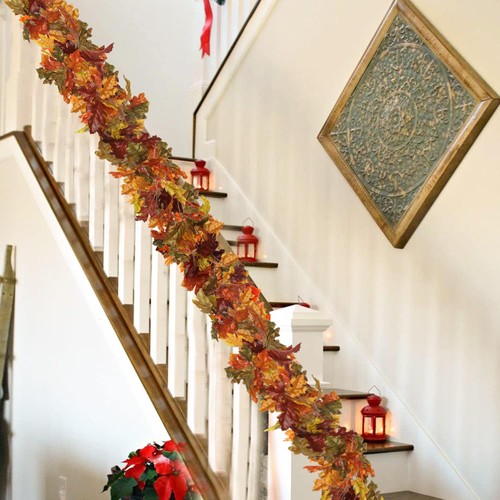 4 Pack Fall Oak Leaves Garland Artificial 5.2ft Style 2, Leaf - Picture 2 of 6