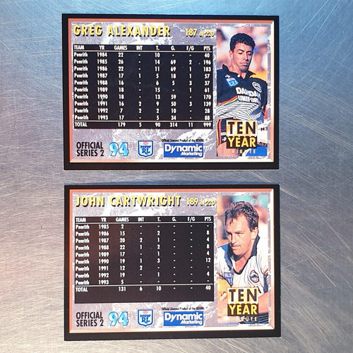 Dynamic Series 2 Rugby League 1994 NRL diez años (2 cartas) Penrith Panthers - Imagen 2 de 2