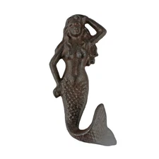 Cast Iron Mermaid Wall Hook Towel Coat Hanger Antique Brown Nautical Wall Decor