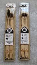 2 Packs Brush Buddies Charcoal Bamboo Toothbrush Soft Bristles Eco Friendly
