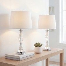 Cole 25.5" Crystal LED Table Lamp, Clear/Chrome Set of 2 by JONATHAN Y
