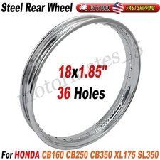 36 Spoke Hole Rear Wheel 1.85 Rim 18" For HONDA CB160 CB250 CB350 XL175 SL350 US