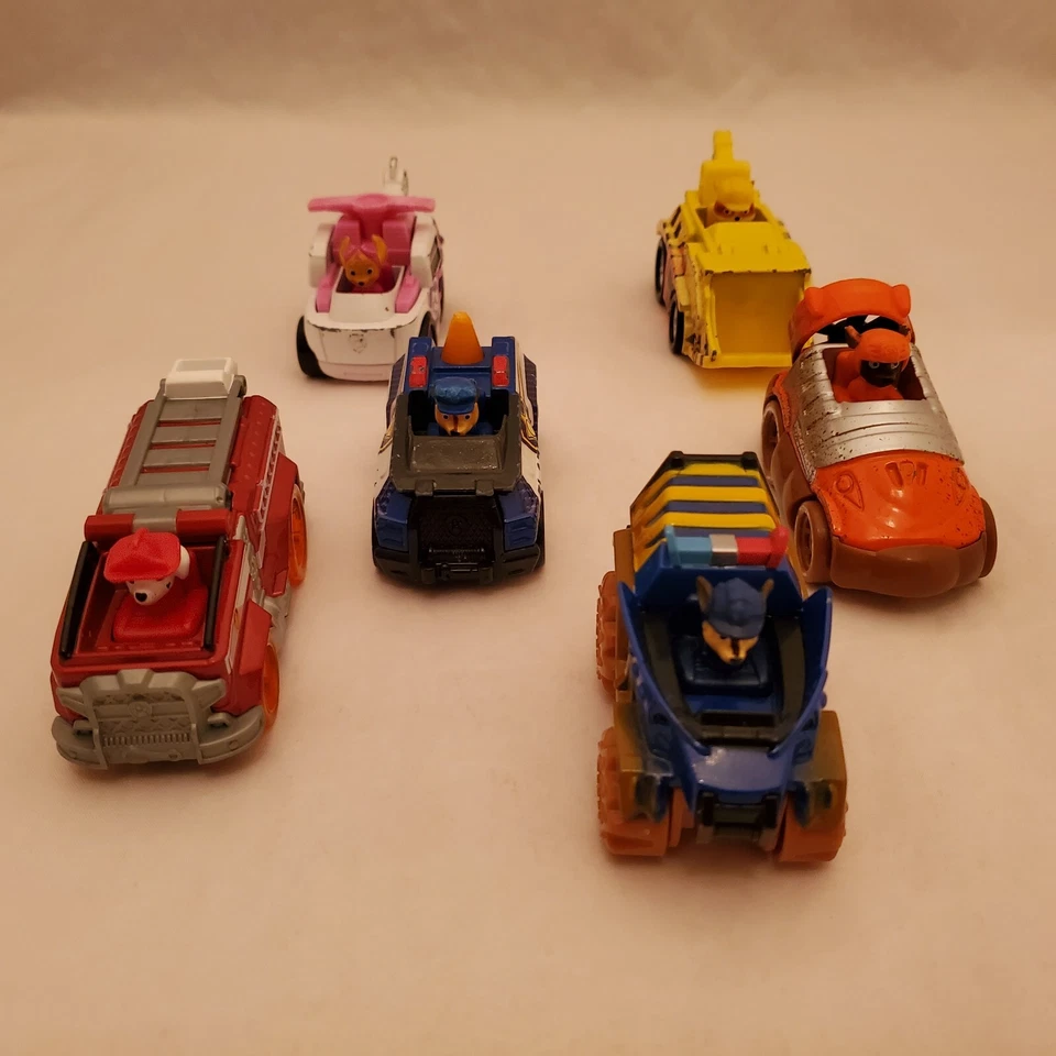 PAW PATROL 批量 6 件 压铸汽车 玩具 车辆 祖马 跟踪器 Sky Marshall Rubble — 第 4/4 张图片