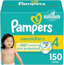 Pampers Swaddlers Diapers - Size 4, One Month Supply 150 Count , Ultra Soft Dis