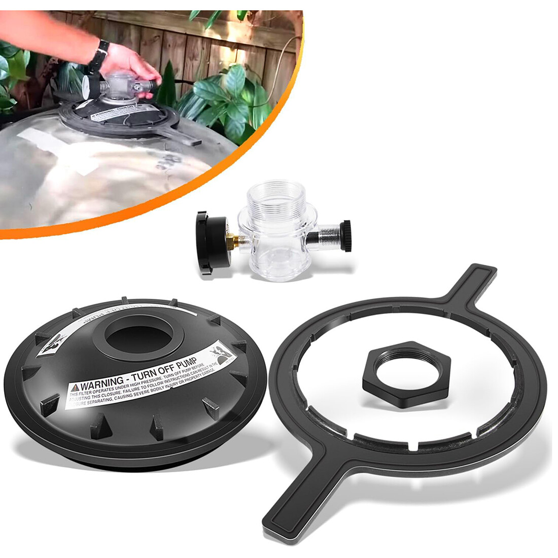 154856 8.5 inch Black Buttress Thread Closure Kit Tank Lid for