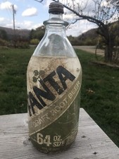 Fanta Root Beer Rare 64 Ounce Glass Bottle Styrofoam Sleeve With Cap Rough