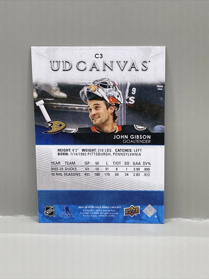2023-24 Upper Deck Series 1 - John Gibson UD Canvas Insert #C3 - Image 2 of 2