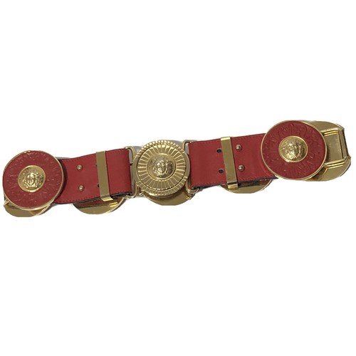 Rare Vtg Gianni Versace Red Gold Medusa 