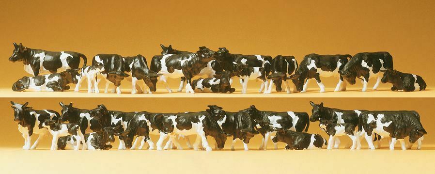 Preiser 14408 牛 1:87 Black/White Cows (30) Standard HO/OO Figure Set Preiser