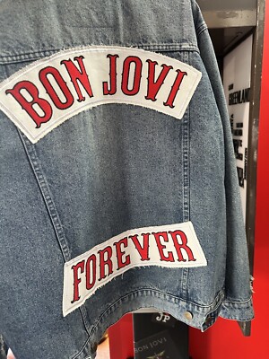 Bon Jovi Forever Patch Denim Jacket Size Large L Vintage