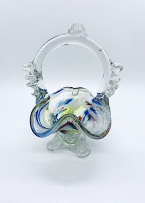 Korb Körbchen Glas Vintage Mundgeblasen Glaskunst Art Glass Kunsthandwerk