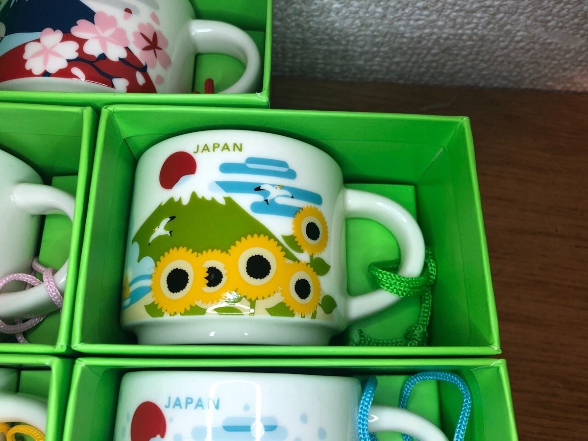 Japan set of 5 Starbucks mini Mug 2oz ORNAMENT You Are Here Spring