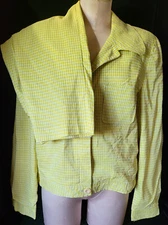 CANDENCE Women 2 Piece Pants Set Bomber Jacket Green Yellow Sz 14 Large Linen